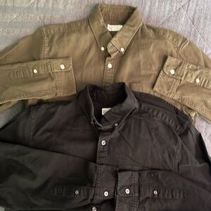 GAP Men's Casual Button Down Shirts - Black and Olive